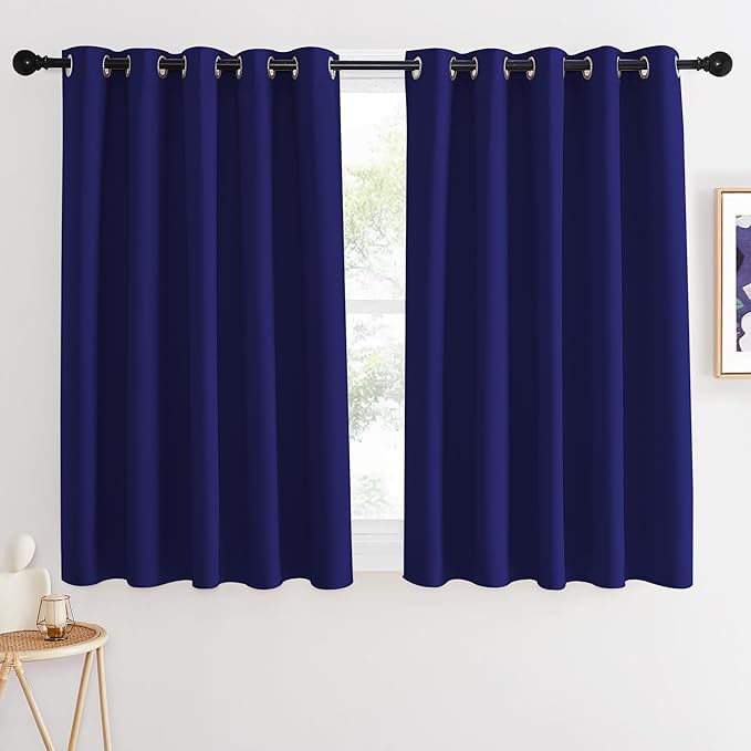 NICETOWN Blackout Curtains 54 Inches Long, Thermal Insulated Room Darkening Curtains for Bedroom, Window Treatment Drapes for Living Room Nursery (W66 x L54 Inch, Navy Blue, 1 Panel) by NICETOWN
