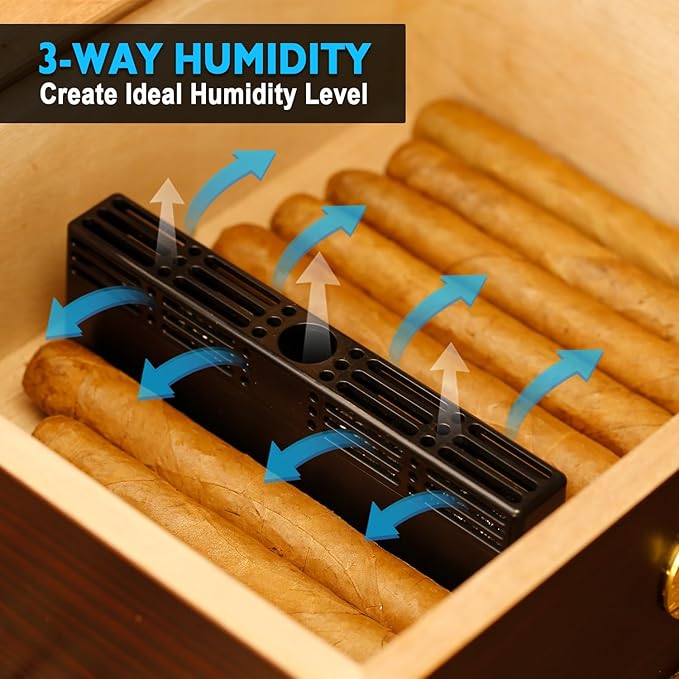 Humidor Cigar Humidifier, Cigars Humidor Solutions Kit, 3-Way Humidification System for Cigar box - Keep 70% RH, Humidity for 1-100 Cuba Cigars, Fit All Cigar Box, Safe for Cigars -Value Set - Image 3
