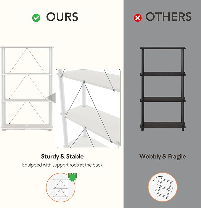 Homes: Inside + Out Apexa Modern 3-Tier Extra Wide Shelving Units, Collectibles Display Shelves, Easy Assembly Console Table, Home Storage Organizer for Living Room, Bedroom, Office, Espresso - Image 6
