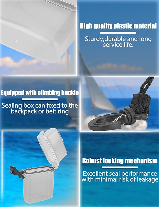 Waterproof Floating Dry Box for Kayaking Transparent Watertight Case with Carabiner Hook Small Dry Box for Keys & Essentials (Grey) - Image 4