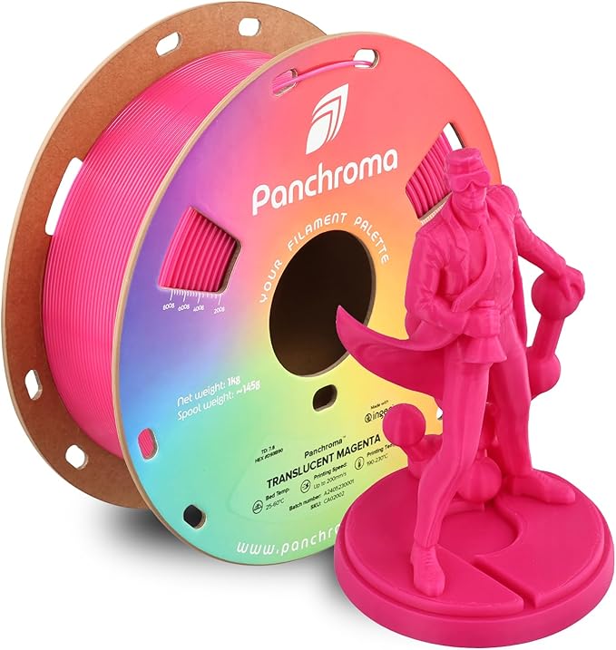 Polymaker Panchroma Translucent PLA Filament, Translucent Magenta 1.75mm 3D Printing Filament, 3D Printer PLA Filament, Fit Most FDM 3D Printers, 1kg Spool (2.2lbs) by Polymaker