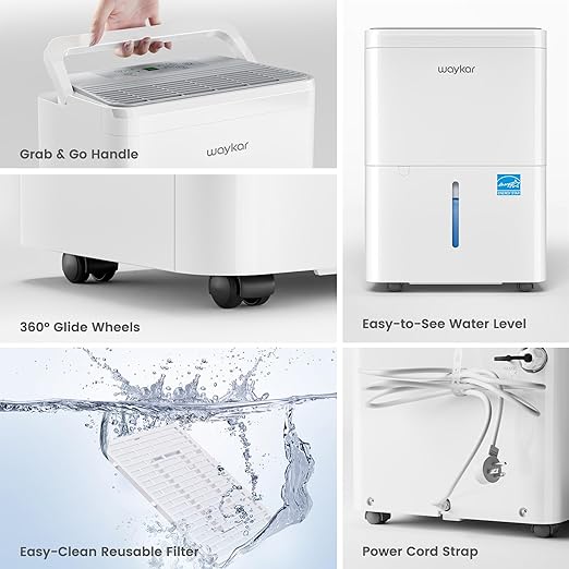 Waykar 2000 Sq. Ft. Energy Star 2025 Dehumidifier for Basement & Home, Adjusts from 15% RH With Drain Hose, Ultra Quiet 35 dB for Bedroom & Bathroom - Image 8