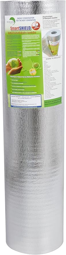 SmartSHIELD -1.5mm 48" x100ft Reflective Insulation roll 400 Sq. Ft., Foam Core Radiant Barrier, Thermal Insulation Shield - Commercial Grade - Foil / Foil by INSULATIONMARKETPLACE