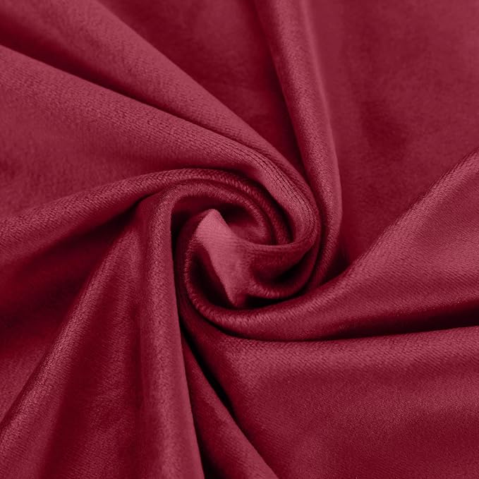 ChadMade Blackout Lined Premium Velvet Curtain Burgundy Red 72Wx102L Inch (1 Panel), Eyelet Grommet for Livingroom Bedroom Theater Studio, Leon Collection - Image 6
