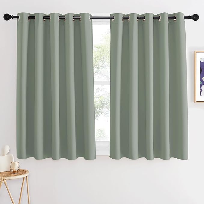 NICETOWN Blackout Sage Green Curtain 54 inches Long, Grommet Thermal Insulated Room Darkening Window Treatment Light Blocking for Kids Room/Bedroom, W66 x L54, 1 Panel by NICETOWN