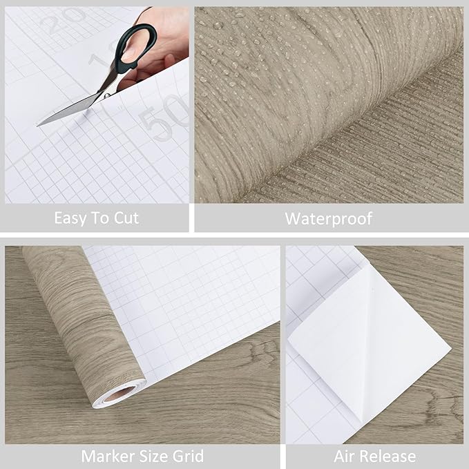 WESTICK Light Wood Contact Paper Brown Wood Grain Wallpaper Peel and Stick Countertops Waterproof Wood Countertop Contact Paper for Kitchen Island Table Cabinets Dresser Desk Shelf Liner 15.8" x 78" - Image 6