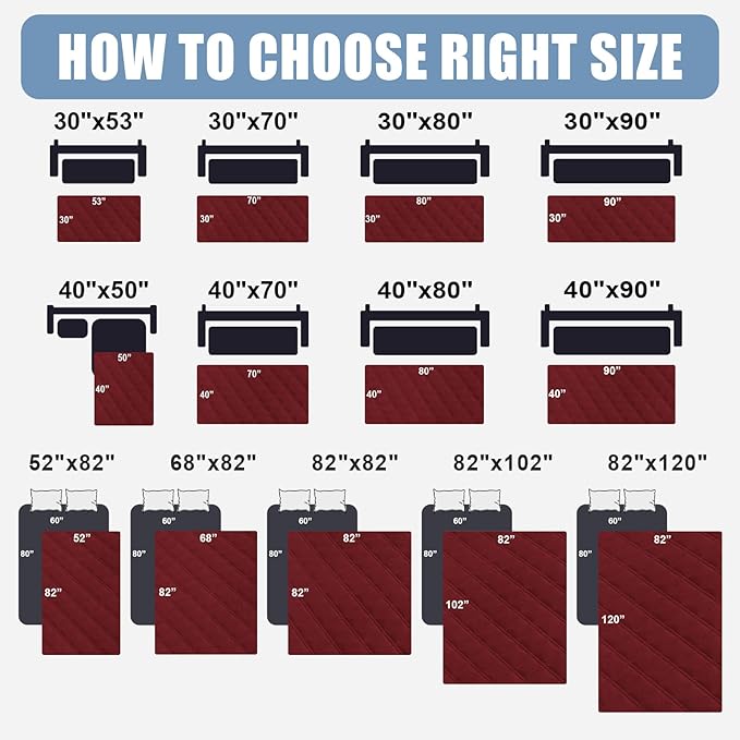 Smiry Waterproof Dog Bed Cover Pet Blanket, Soft Washable Dog Blanket for Furniture Bed Couch Sofa Reversible, Checkered (68"x82", Wine Red/Beige) - Image 6