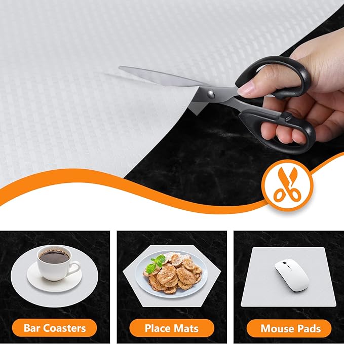 Shelf Liners for Kitchen Cabinets Refrigerator Liners Waterproof & Oil-Proof Kitchen Cupboard Liner Non-Slip Drawer Mats EVA Material Non Adhesive Fridge Liner for Shelves -White 17.5 x 393.7 Inches - Image 3