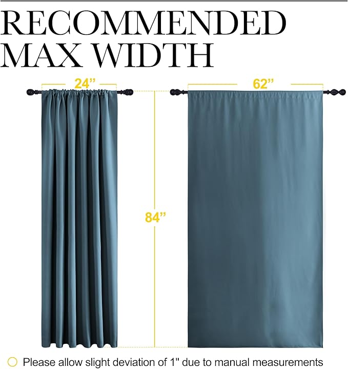 NICETOWN 2 Panels Blackout Curtains, Rod Pocket Thermal Insulated Drapes 84 inches Long, Easy-Care Modern Home Decoration Sunshades for Guest Room, Living Room, Office, 62 x 84 Inch, Smoky Blue - Image 6