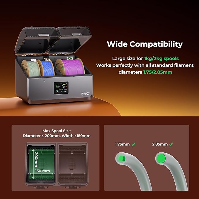 Creality Space Pi X4 Filament Dryer, 4 Spools 3D Printer Filament Dryer Box with 360° Hot-Air Circulation, Dual Independent Heating Chambers for 1.75/2.85mm PLA, PETG, ABS, Nylon - Image 9