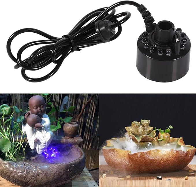 24V Color Changing 12 LED Mister Fogger Water Fountain Mini Mist Maker Pond Fog Machine Atomizer Air Humidifier Ultrasonic Mist 12 LED for Halloween - Image 4