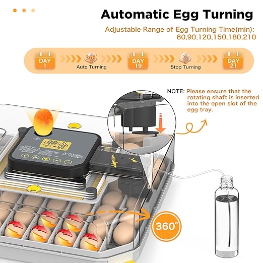 Incubator for Hatching 48 Eggs with Automatic Egg Turning and Humidity Control, Egg Incubator with Temperature, Incubators for Chicken, Ducks, Goose, Quail, Pigeon, Grey - Image 6