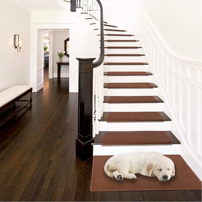 PURE ERA Carpet Stair Tread Landing Mat Tape Free Self Adhesive Non Slip Skid Resistant Indoor Doormat Area Rug Floor Mat for Kitchen Bathroom Workstations Washable Rectangle 2' X 3' (Brown) - Image 2