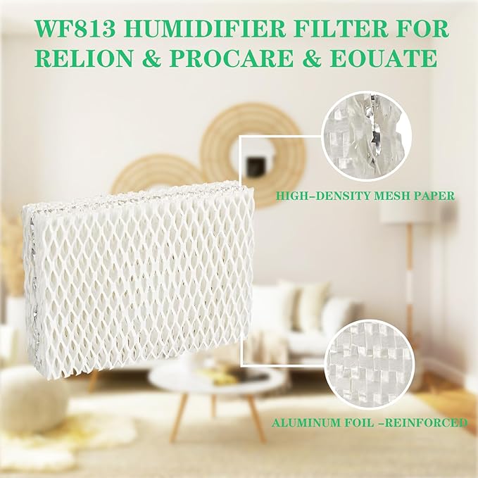 kakofaci 4 Pack WF813 Humidifier Filters Replacement Compatible with Equate EQWF813 PCWF813 Relion RCM832 RCM-832N Protec RWF813 EQ-2119-UL PCCM-832N Cool Mist Humidifiers Wick Filter - Image 5
