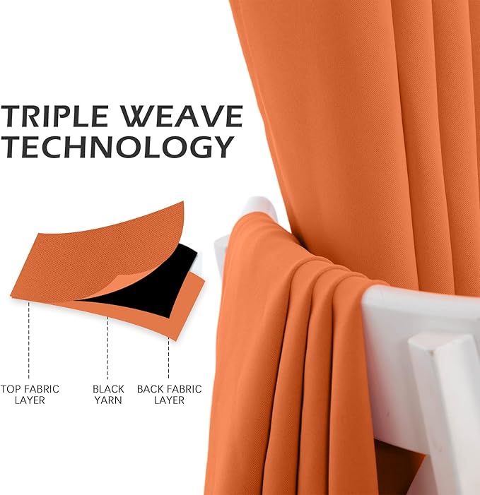 MYSKY HOME Burnt Orange Door Curtains for Doorway Blackout Closet Curtains for Living Room Thermal Insulated Room Darkening Grommet Window Drapes for Bedroom, 1 Curtain Panel, 52 x 72 Inch, Orange - Image 6
