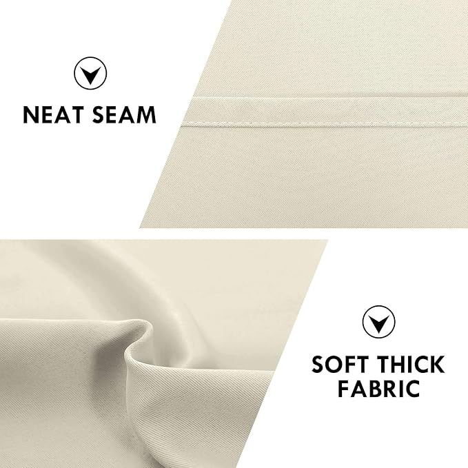 DWCN Blackout Curtains for Bedroom – Rod Pocket Thermal Insulated Noise Reducing Noise Reducing Drapes for Living Room, W 42 x L 63 Inch, 2 Panels, Light Beige - Image 6