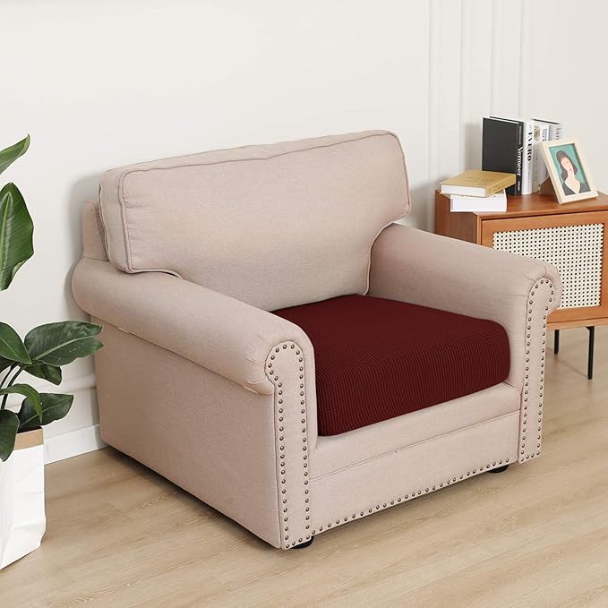 Easy-Going Stretch Cushion Cover Sofa Cushion Furniture Protector Sofa Seat Sofa slipcover Sofa Cover Soft Flexibility with Elastic Bottom (Chair Cushion,Wine) - Image 2