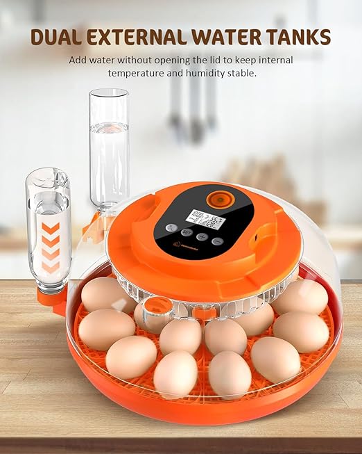 18 Egg Incubator with Automatic Turning & Humidity Control, Fully Automatic Incubators with 2 Trays, Egg Candler, for Hatching Chicken, Duck, Goose, Quail, Pigeon, Turkey, Home, Classroom, Farm Use - Image 7