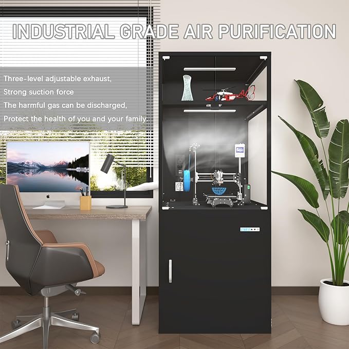 400L 3D Printer Cabinet with Filament Storage, Built-in Dehumidifier & Ventilation System – Humidity Control for Filaments，Odor-Free Workspace, and LED Showcase(400LBlack) - Image 5