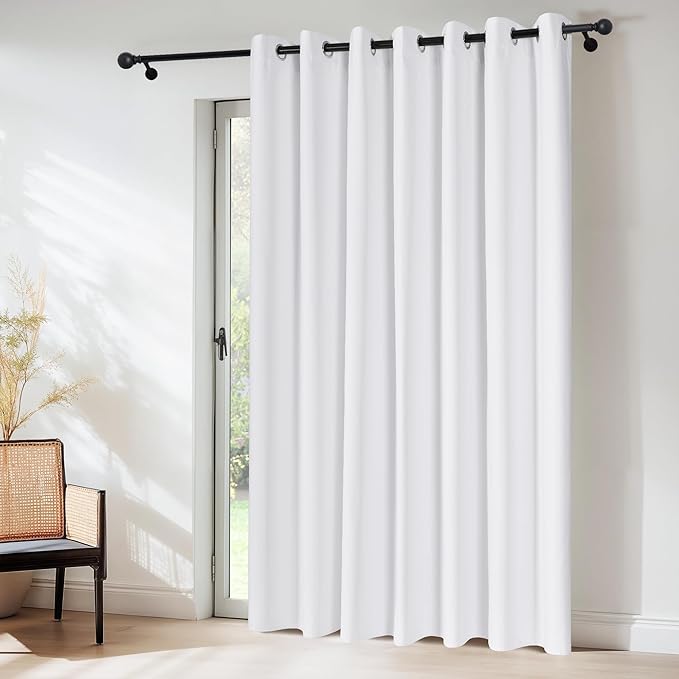 NICETOWN 100% Blackout Curtains & Drapes - Total Privacy Thermal Efficiency Backdrop for Bedroom Room Divider Vertical Blind Living Room Patio Sliding Glass Door, Wide 100 x Long 84 inch, Pure White by NICETOWN