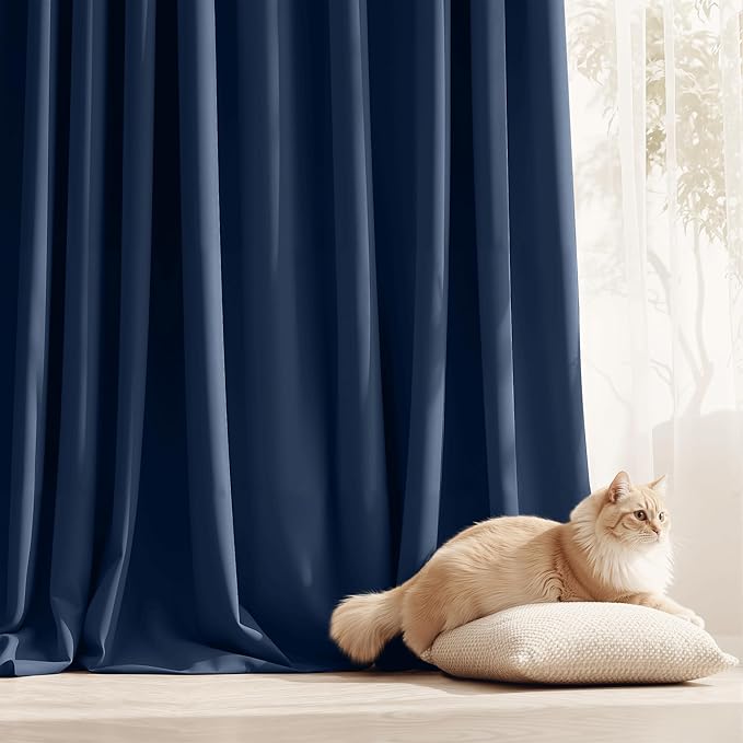 RYB HOME Outdoor Curtains for Patio Waterproof Tab Top Block Sunlight Thermal Insulated Privacy Assured Thick Outside Curtains for Deck, Balcony, Pool, W52 x L90, Navy Blue, 1 Panel - Image 5