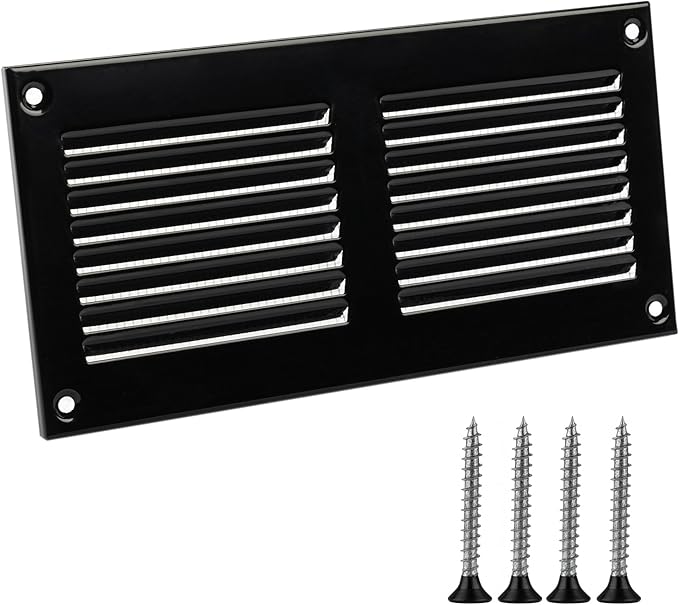 6x2 Vent Cover (Duct Opening) - Black HVAC Return Air Grille for Wall and Ceiling - Metal AC Vent Cover with Mesh - Rectangular Ventilation Register - External Dimensions: 7,87" W x 3.94" H by TURvent