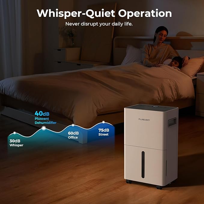 1500 Sq.ft Dehumidifier for Basement, PLUSCENT Max 21 Pint/Day Dehumidifiers for Home, Large Room, Bedroom with Drain Hose, Smart Humidity Control & Monitor, 3 Operation Modes, 24H Timer, Auto Defrost - Image 7