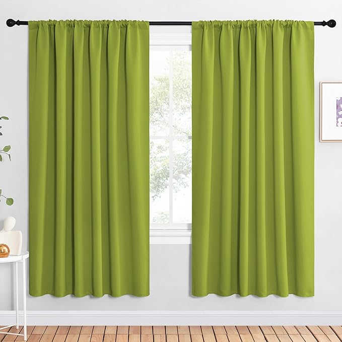 NICETOWN 2 Panels Blackout Curtains, Rod Pocket Window Curtains Room Darkning Drapes for Bedroom/Living Room, Thermal Insulated Solid Draperies for Home Office/Study, 62 by 72-Inch, Fresh Green by NICETOWN