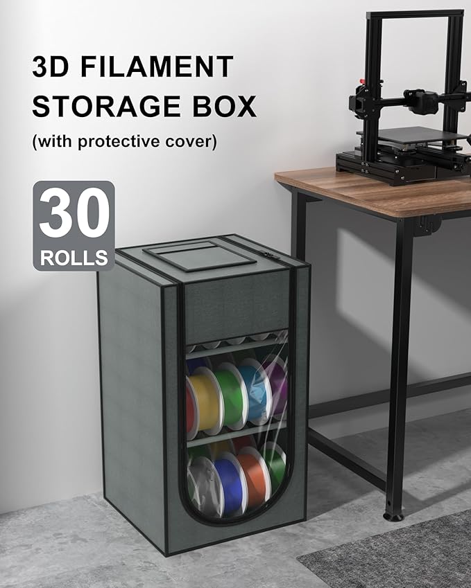 3D Printer Filament Storage Box, 30-Roll 3D Printer Filament Storage, Hard Fiber and Oxford Cloth Material, Water-Proof and dust-Proof for PLA/PETG/ABS/TPU/UV Resin and More - Image 2