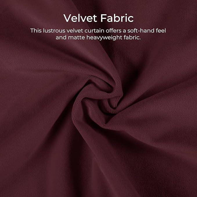 TWOPAGES Luxury Velvet Curtain Pinch Pleated Burgundy Curtain 108 inch Long Thermal Insulated Blackout Drapes for Bedroom Living Room Indoor Window (1 Panel,Burgundy,40Wx108L) - Image 4