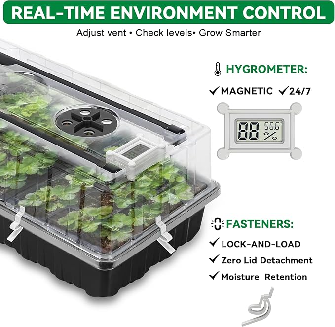 Seed Starter Tray with Grow Light,72-Cell Seed Starter Kit with Magnetic Hygrometer,Seed Germination Kit with Humidity Dome,User-Friendly Plant Germination Trays for Indoor Plants - Image 4