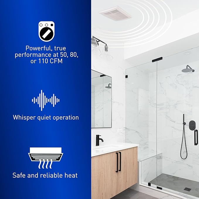 Panasonic WhisperWarm Ceiling Mount Bathroom Exhaust Fan with Heater, 50-80-110 CFM, FV-0511VH1 - Image 5