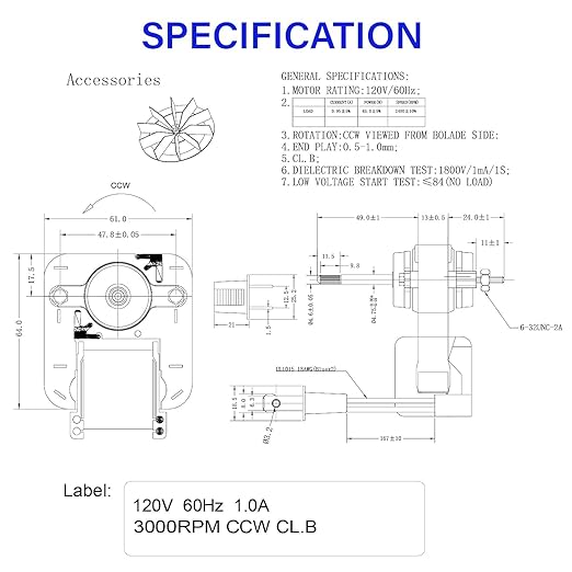 BOJACK Bathroom Vent Fan Motor 120V 60Hz 1A Compatible with Nutone Broan,663, 668, 662,688,659 - Image 6