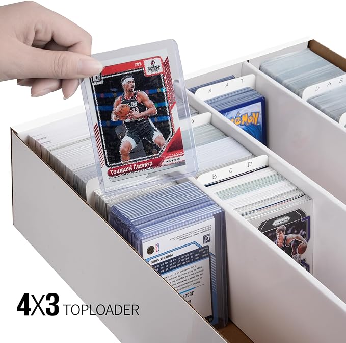 2 Pack Cardboard Card Storage Box，Bulk Card Storage Box，4 Row 3200 Count Trading Card Storage Box Cardboard, Bulk Trading Card Organizer Box for Sports Baseball TCG and Toploader Cards - Image 3