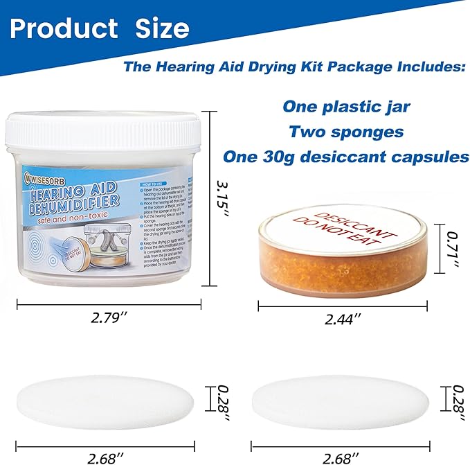 Hearing Aid Dryer, Hearing Aid Dehumidifier, Hearing Drying Jar and Dehumidifier Set (1 Container and 6pcs × 30g Capsules) - Image 2