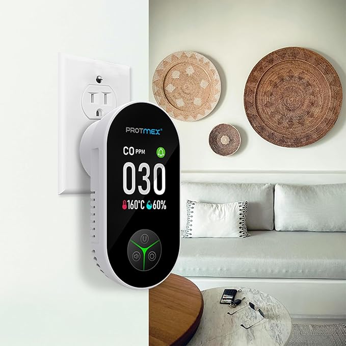 Protmex Carbon Monoxide Detector Plug in Wall, 3-in-1 Co Detector Monitor Air Quality with Temperature Humidity Sensor, Portable CO Meter Easy to Read & Install, for Home/Hotel/RV - Image 2