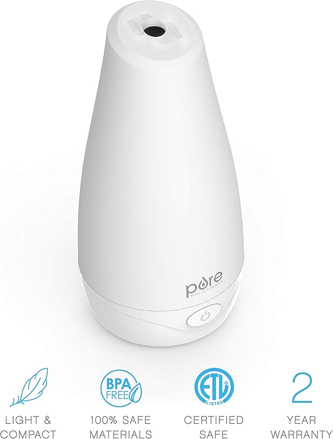 Pure Enrichment® PureSpa™ Essential Oil Diffuser - Compact Ultrasonic Aromatherapy Diffuser, Natural Air Deodorizer, 100ml Water Tank, and Optional Mood Light - Lasts Up to 7 Hours with Auto Shut-Off - Image 3