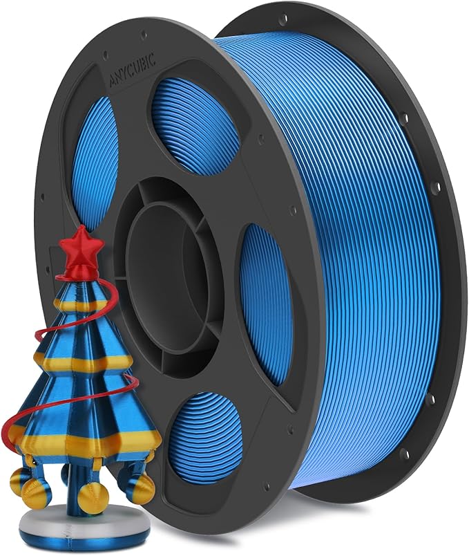 ANYCUBIC Silk Filament, Clog-Free Shiny 3D Printer PLA Filament 1.75mm Dimensional Accuracy +/- 0.02mm, 1KG Reusable Spool (2.2 lbs), Silk Blue by ANYCUBIC