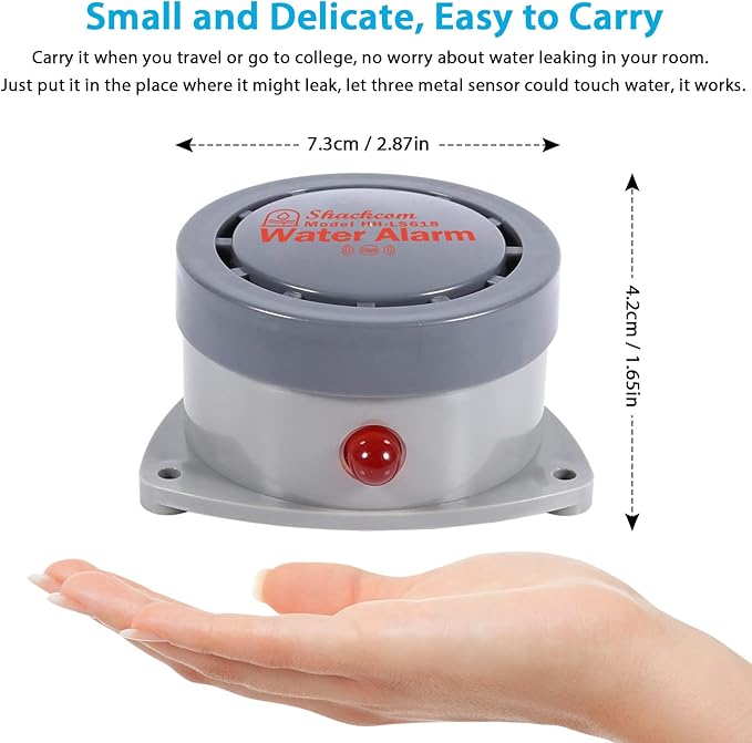 Water Leak Detector 5 Pack, Shackcom Water Alarm 110DB, Wireless, Waterproof & Battery-Operated, Audio and Light Alerts for Bathroom, Kitchen & Home Security ( Battery Not Included ) - Image 2