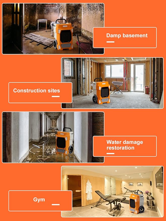 190 PDD Commercial Dehumidifier with Pump Drain Hose, LGR Capacity Industrial Dehumidifier up to 7500 Sq. Ft for Water Damage Restoration, Flood Repair, Crawlspace Basement - Image 9
