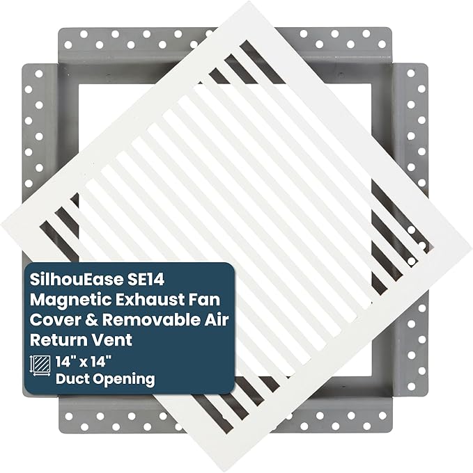 SilhouEase SE14 Magnetic Exhaust Fan Cover & Removable Return Vent, Flush Mount Panel for Ceilings & Walls, Moisture Resistant, Easy Access, Paintable, for Home & Commercial Use (14" x 14") - Image 2