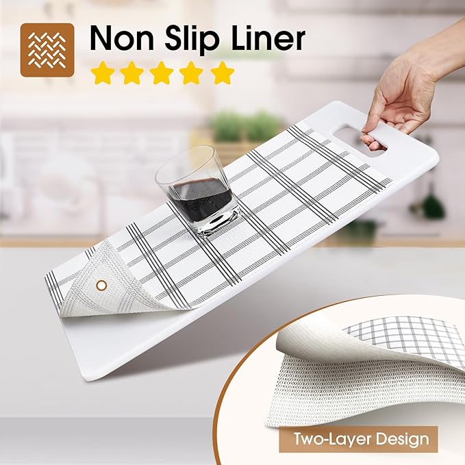 Beautysaid Shelf and Drawer Liner for Kitchen Cabinet, Non Adhesive Non Slip Shelf Paper Waterproof Washable Thickened for Dresser Pantry Shelve Bathroom Protector Liner(Plaid,12 in x 20FT) - Image 2