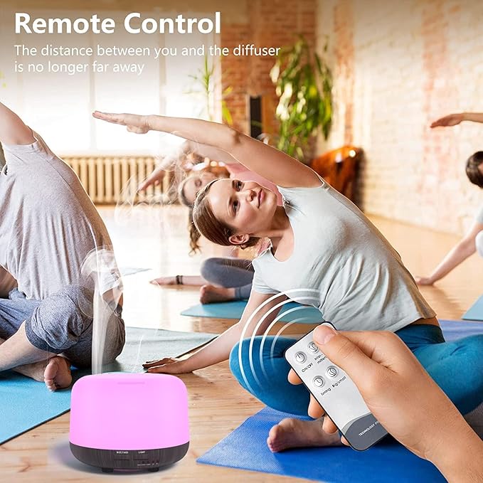 300ML Remote Control Air Diffusers for Essential Oil, Aroma Ultrasonic Scent Diffuser, Aromatherapy Humidfier Diffuser, 7 Color Changing LED Light, Auto-Off, Timer for Home, Room, Office, Kids - Image 2