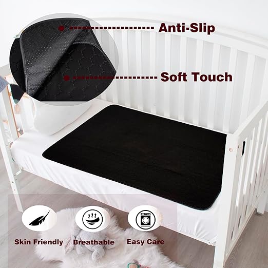 Washable Incontinence Bed Pads, Reusable Underpads for Kids, Adults, Elderly, Hospitals & Pets, Waterproof Bed Protector Pad for Bed, Sofa, Floor, Super Absorbent Bed Pad 35" x 60" - Black - Image 7