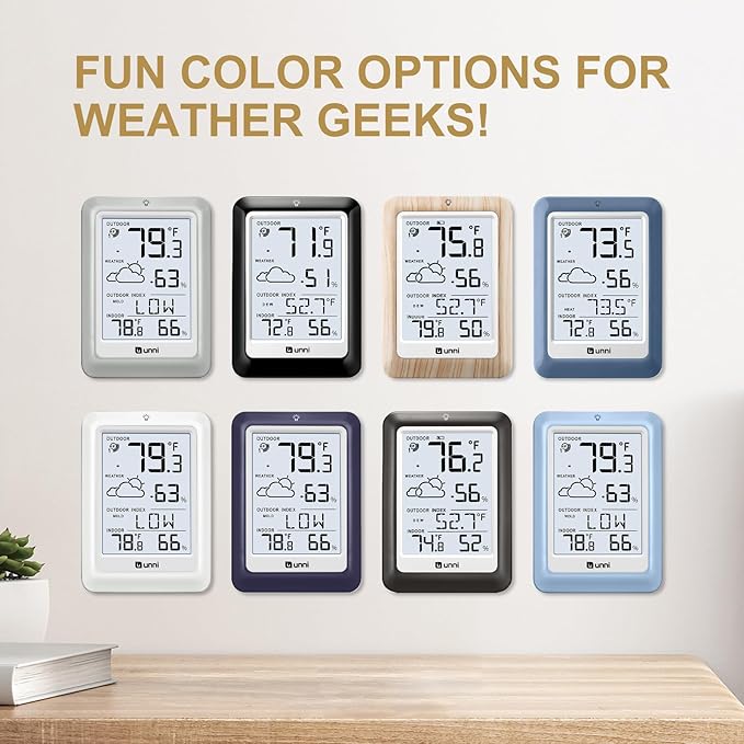 Indoor Outdoor Thermometer Wireless Weather Station, Temperature Humidity Monitor Battery Powered Inside Outside Thermometers with 330ft Range Remote Sensor and Backlight Display（WH01） - Image 7