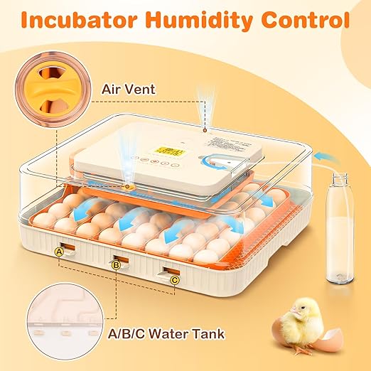 56 Egg Incubator for Hatching Eggs, Egg Incubators with Automatic Egg Turning, Temperature and Humidity Control, Egg Candler, Automatic Water Bottle Refill, Incubator for Chicken, Ducks, Goose - Image 4