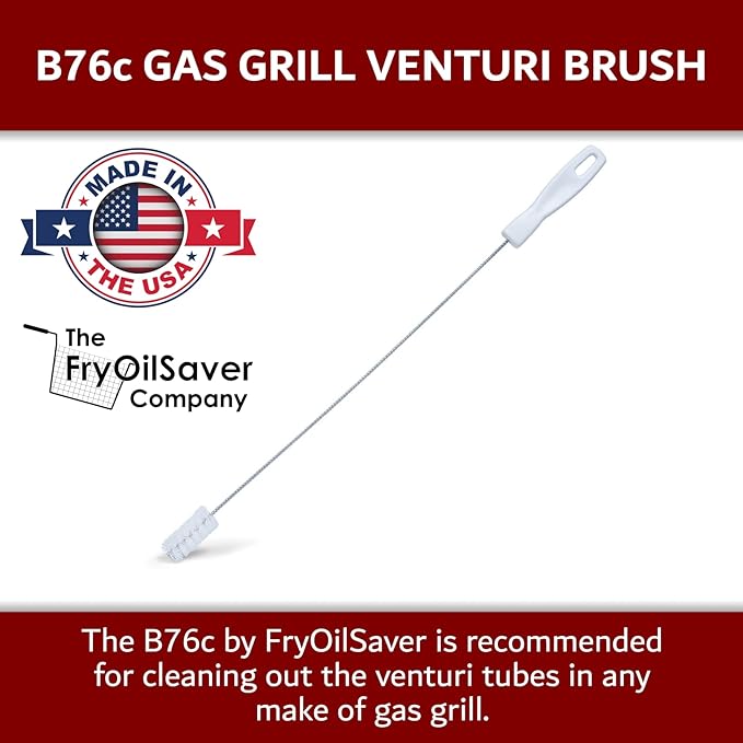 Gas Grill Venturi Tube Brush, Cleans Spider Webs, Grease, Debris, Food Build Up, Prevents Flare Ups, Long & Flexible Blockage Unclogger Cleaning Brush for Gas Grill Burner Pipe by FryOilSaver Co. B76C - Image 2