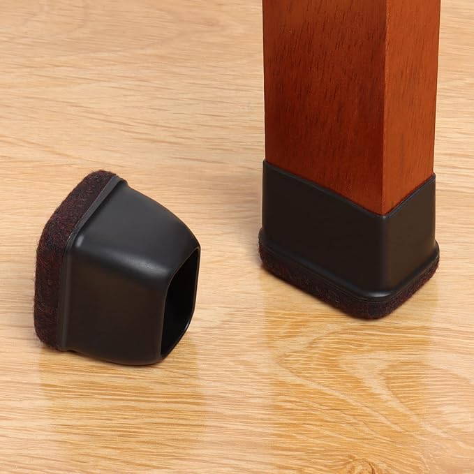 Ezprotekt 16 Pcs Rectangle Silicone Chair Leg Floor Protectors, Felt Rectangle Black Furniture Leg Cap Covers for Chair Table Desk - Anti- Scratches (Fit L :1.3-1.7", W: 0.9-1.2") - Image 7