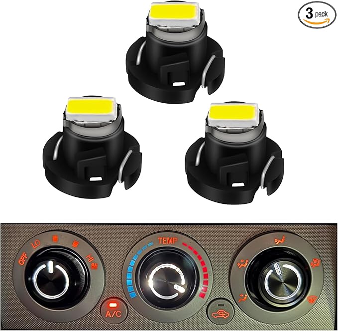 AC Climate Heater Control LED Lights Bulbs Kit replacement Compatible with 2005-2011 Tacoma (White), Pack of 3 by RAVSOFT