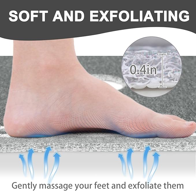 Square Shower Mat Non Slip: 32x32 Inch Extra Large Shower Mats for Inside Shower, Anti Slip Shower Floor Mat, Loofah Shower Stall Mats for Elderly, Non Slip Shower Mat with Drain Hole in Middle - Image 4
